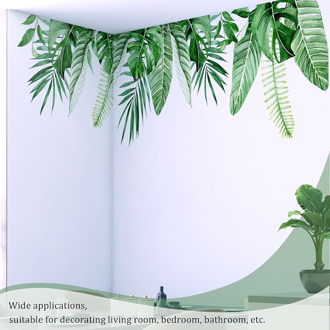 Hanging Plants Leaves Wall Decals Peel and Stick, Large Floral Flowers Wall Stickers, Removable Vine Home Decor Art for Bedroom Living Room Classroom Office - Image 7