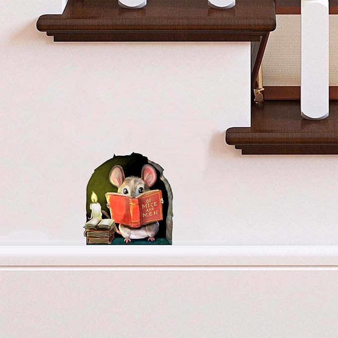 Mouse Reading Book Wall Sticker Decal – Kids Room, Classroom, Home Decor, Bookcase, Book Lover Gift, Children's Bedroom, Nursery, Cute Mouse, MICESTERPIECE - Image 3
