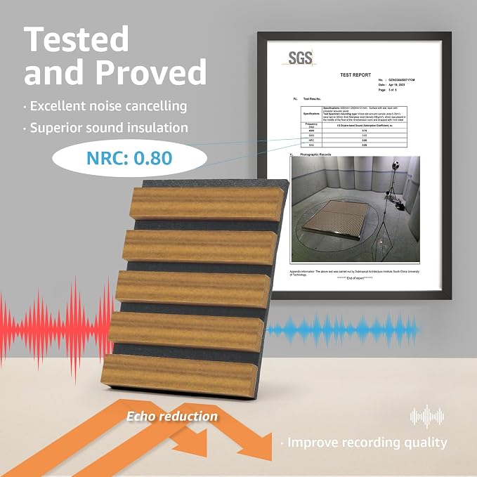 Art3d 4-Pack Acoustic Wood Slat Wall Panels for Interior Decor, 3D Fluted Sound Absorbing Wood Paneling for Accent Wall Ceiling Kitchen Living Room Bedroom Office, 94.5 x 7.9 inch Warm Teak - Image 4