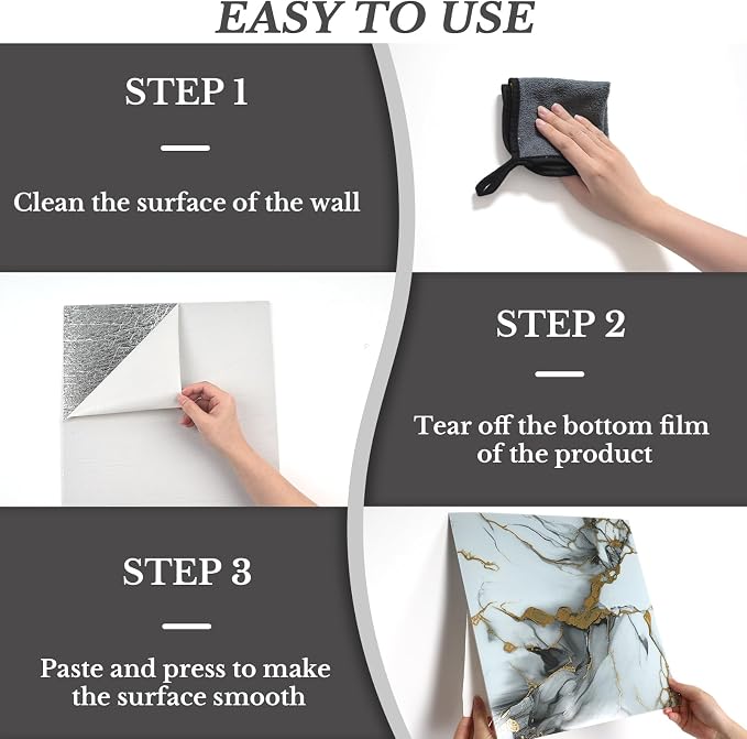 30 Sheets Peel and Stick Wall Panels, Self-Adhesive PVC Wall Panels for Kitchen Backsplash, Bathroom, Decoration, 11.8"x11.8" (Not Real Tiles) - Image 5