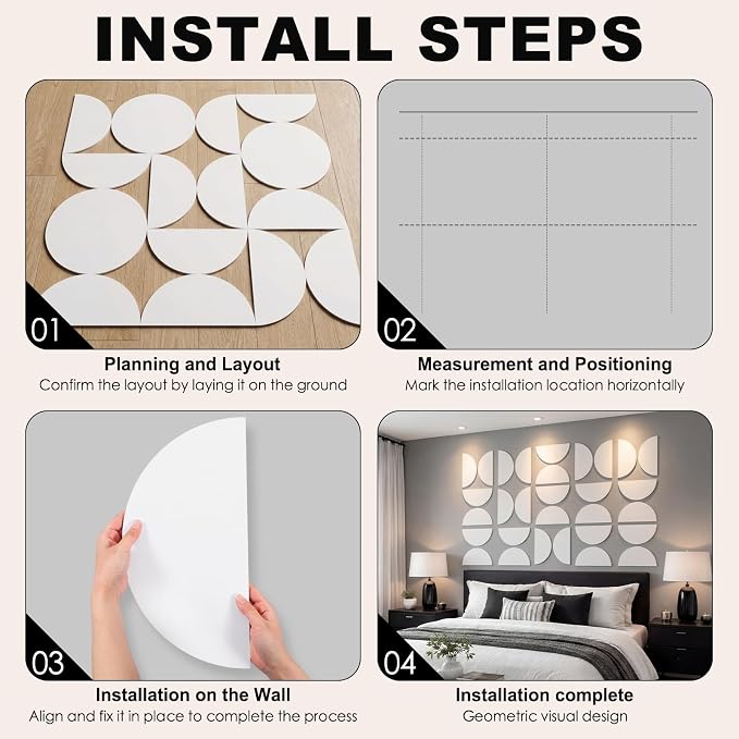 24 Pack Art 3D Wall Panels for Interior Wall Decor Decorative PVC Walls Panels White Half Circles Modern Panel Textured Accent Decor 7.87''x15.75'' 3D Art for Living Room Bedroom Office Background - Image 4