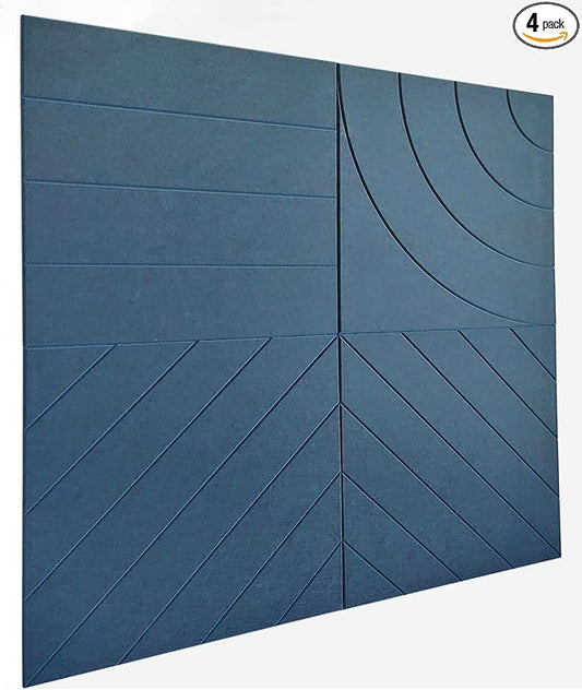 21.65" Large Square Acoustic Panels 4-Pack - Sound Absorbing Wall Panels, Noise Reducing Soundproof Decorative Felt Tiles for Home Office, Studio, Living Room - Prussian Blue by DesignerManufacturerofInnovativeBulletinBoardSolutionsforHomeOffice