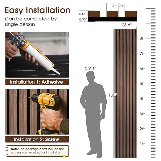 Acoustic Wood Slat Panels, Soundproof Wooden Wall Panels, 3D Fluted Panel for Interior Wall Decor, Living Room, Bedroom (Walnut, 106 * 47.2 inch) - Image 4