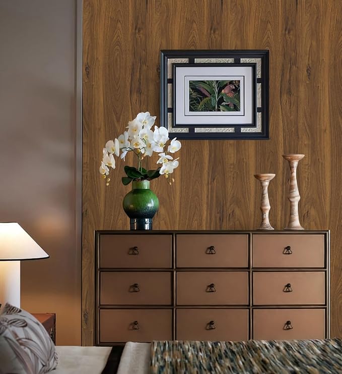 Wood Peel and Stick Wallpaper, Contact Paper for Classroom Home Decor | 17.7"x118" Removable Self-Adhesive Walnut Wood Plank Film, Farmhouse Decor for Bulletin Board Desk Cabinet & Home Renovation - Image 4