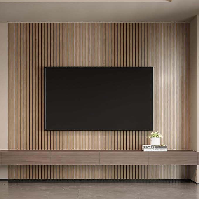YLL YLL PVC Slat Wall Panel Peel and Stick 118"x 15.7" Faux Oak Grain Wood Slat Panel Self-Adhesive Wallpaper Soundproof 3D Wall Panels - Image 4
