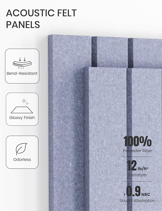 Fluxynara 36" x 24" Large Felt Bulletin Board, Soft Periwinkle | 6 Pack Cork Board Alternative with 30 Safe Adhesive Tabs, Pin Boards for Wall Decor, Home, Office, Classroom,Dorm - Image 5
