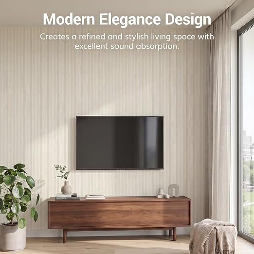TONOR Wood Wall Panels for Interior Wall Decor, 4 Pack 47.2" x 23.6"(30.94ft²) Wood Slat Aacoustic Panels, Soundproof Wall Panels for Noise Cancelling and Decoration, Living Room, Office, White Oak - Image 6
