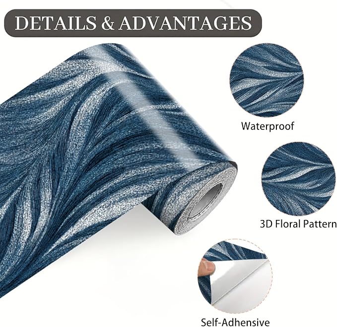 Blue Abstract Wallpaper Border 196x4 Inch Peel and Stick Wall Border Modern Wave Pattern Removable Vinyl Wall Trim Bathroom Kitchen Living Room Bedroom Home Decor - Image 9