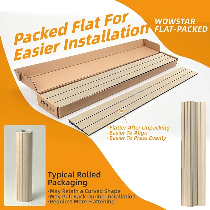WOWSTAR 6-Pack Peel and Stick PVC Wood Slat Wall Panel，Thickened Wood Grain Wallpaper, 3D Wall Panels, 48" x15.74", Teak - Image 2