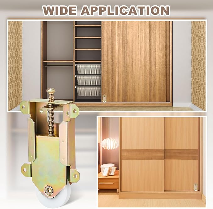 Therwen 4 Pcs 2-5/16 Inch Sliding Mirror Closet Door Roller Wheels Replacement Assembly 1-1/2 Inch Nylon Concaved Ball Bearing Wheels, Sliding Glass Screen Door Hardware Fits - Image 5