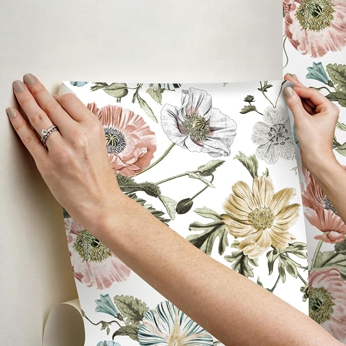 RoomMates Vintage Poppy Pink Peel & Stick Wallpaper - Image 8