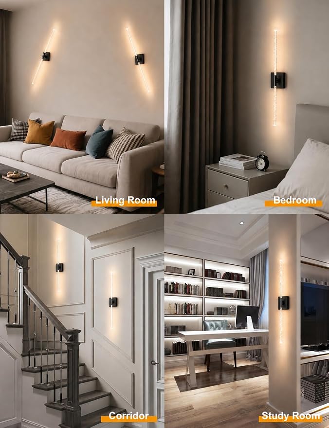 Crystal Bubble Rechargeable Wall Sconces Set of 2, Wireless Modern Lights | 10000mAh, Remote Control, 3000K-6000K Dimmable, 360° Adjustable, Ambient Lighting for Living Room, Bedroom, Picture, Bathroom - Image 4