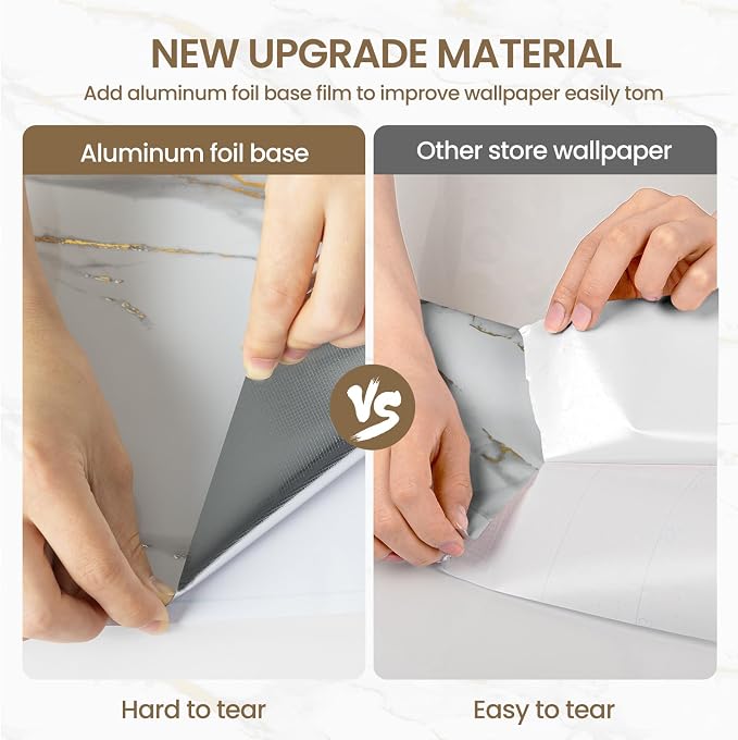 Marble Contact Paper Gold Peel and Stick Wallpaper for Kitchen Countertop | 11.8" x 78.7" Glossy White Granite Removable Wall Paper for Kitchen Countertop Cabinet Furniture - Image 9