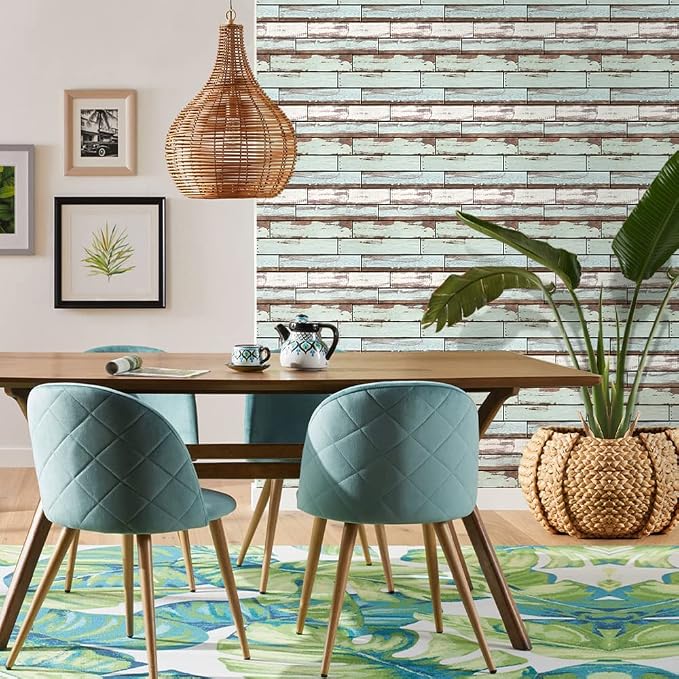 Commomy Faux Wood 3D Wall Sticker Peel and Stick Tiles 10 Pcs 11.8" x 11.8" | Ultralight Thin PVC Wood Grain Wallpaper Tiles for Quick DIY Wall Paneling Decor(9.7sq.ft) - Image 9