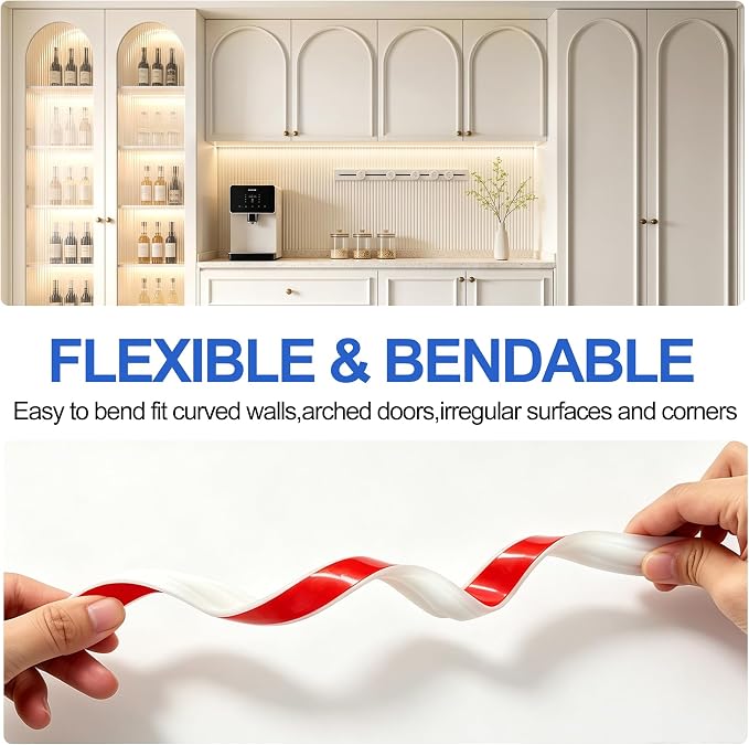 RELIANCER 30FT Peel and Stick Wall Molding Kit,Flexible Pre-Made Molding Trim for Wall,3D Moulding Wainscoting Panel,Self Adhesive Walls Moulding Trim,Walls Modular Frames for Mirror Window Borders - Image 4