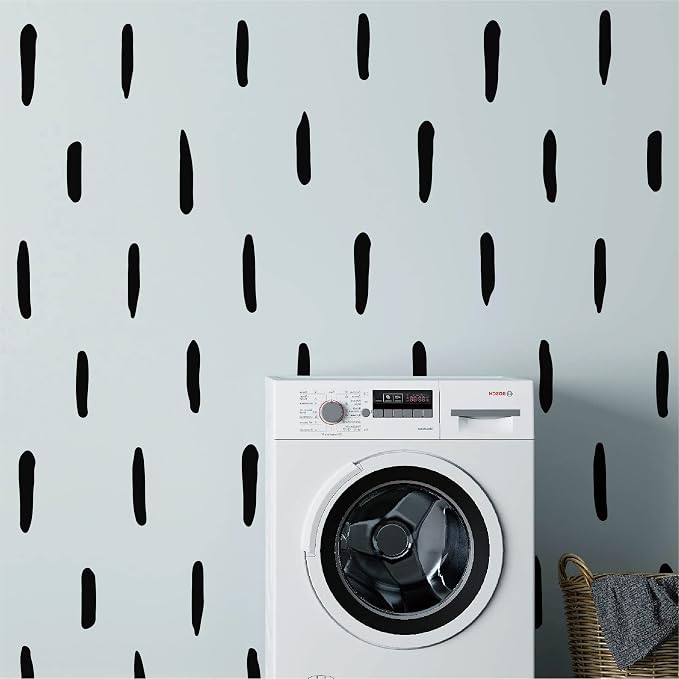 Black Stripe Abstract Line Wall Decals, Boho Farmhouse Wall Decor | 120 matte black bold upright stripes for a modern accent wall. Peel and stick for office, bedroom, living room, hallway. - Image 4