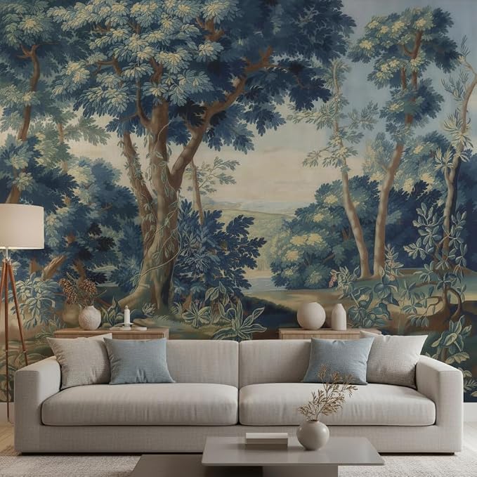 Blue Forest Peel and Stick Wallpaper Woodland Landscape Wall Mural | 173"x108", Self Adhesive Canvas, for Bedroom Living Room Bathroom, Seamless, No overlapping - Image 2