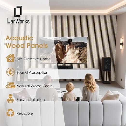 Acoustic Wood Slat Panels, Soundproof Wooden Wall Panels, 3D Fluted Panel for Interior Wall Decor, Living Room, Bedroom (Oak, 106 * 47.2 inch) - Image 2