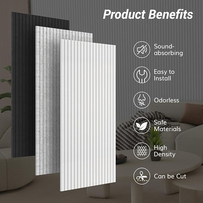 TONOR Large Acoustic Panels Self Adhesive-4 Pack 47.2" X 23.6" X 0.35" | Peel and Stick Acoustic Wall Panels, Decorative Soundproof Wall Panels for Sound Absorbing for Home Office Decor, White - Image 6