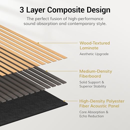 TONOR Wood Wall Panels for Interior Wall Decor-2 Pack 47.2" x 23.6" | Wood Slat Acoustic Panels-15.5ft² for Noise Cancelling and Wall Décor Living Room, Bedroom, Home Decor, Office, Teak - Image 3