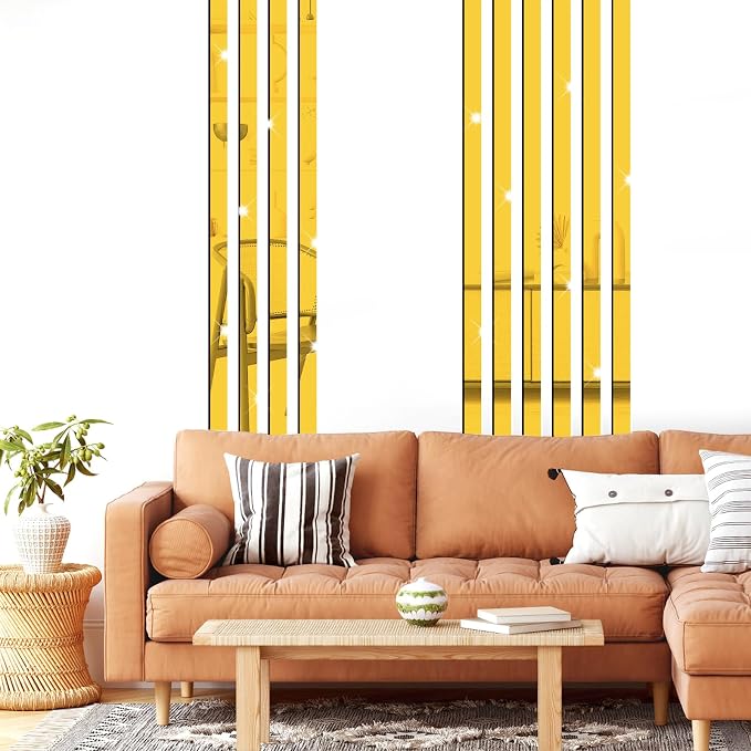 Stripe Mirror Wall Stickers Gold Acrylic Mirror Decals Decor Peel and Stick - Image 3