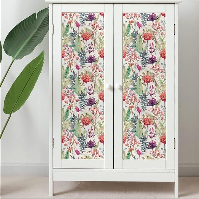 Watercolor Purple/Red/Green Grass Wildflower Floral Peel and Stick Wallpaper Wall Decor Self Adhesive Wall Paper Stick on Easy Peel Off Contact for Renter Apartment - Image 5