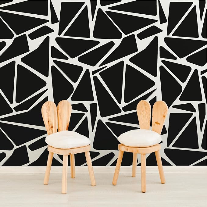 Large Black Boho Geometric Wall Decals, Modern Triangle Wall Décor | Stunning bold aesthetic accent wall in minutes. Peel and stick matte black vinyl stickers for living room, bedroom, office. - Image 2