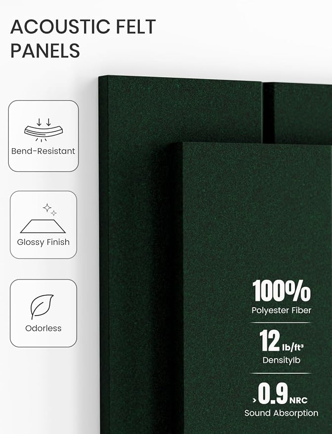 Fluxynara 48" x 36" Large Felt Bulletin Board, Pine Green | 12 Pack Cork Board Alternative with 60 Safe Adhesive Tabs, Pin Boards for Wall Decor, Home, Office, Classroom,Dorm - Image 5