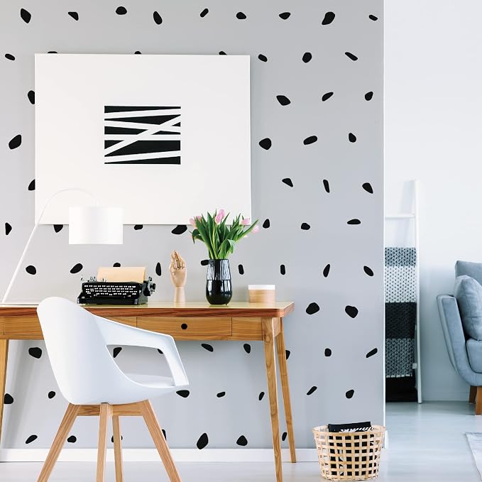 Black Polka Dot Wall Decals, Modern Dalmatian Spots Wall Décor | Matte vinyl spot stickers for a playful accent wall in minutes. Peel and stick for nursery, bedroom, bathroom, living room. - Image 5