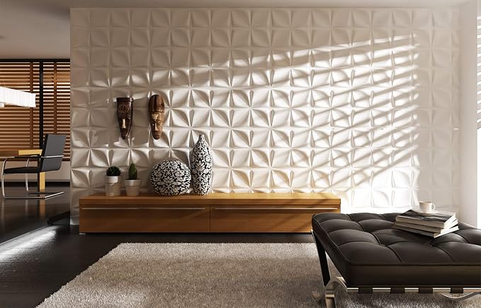 Art3d White 3D Wall Panel PVC Flower Design Cover 3 Sq Meter, for Interior Wall Decor in Living Room, Bedroom, Lobby, Office, Shopping Mall - Image 3