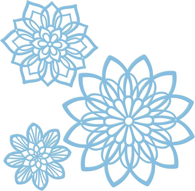 Zzbakress 3 Pcs Metal Flowers Wall Art Bathroom Wall Decor (Blue Elegant) | Farmhouse Flower Bathroom Decor Wall Decorations For Bathroom, Living Room, Office, Kitchen, Hallway And Outdoor by Zzbakress