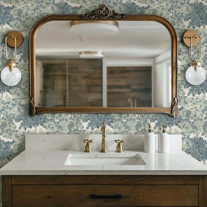 Tempaper Textured Green Canopy Toile Faux Grasscloth Removable Peel and Stick Wallpaper, 20.5 in X 16.5 ft, Made in The USA - Image 3