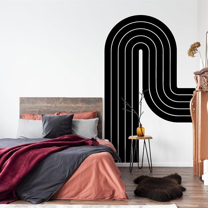 Large Arch Wall Decal Modern Black Vinyl Wall Decor Sticker for Living Room | Geometric stickers, peel and stick, removable, minimalist abstract art murals, self adhesive, for bedroom office home decor - Image 7
