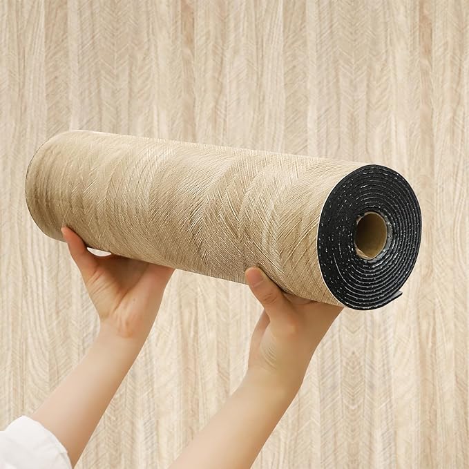 Chejiaye Peel and Stick 3D Wall Panel -15.75"x118"Soundproof Self-Adhesive Wall Sticker, Removable Thick PVC Slat Contact Paper for Kitchen Bedroom,Ceiling Wall Decoration Wood Grain (Light Grey) by Chejiaye