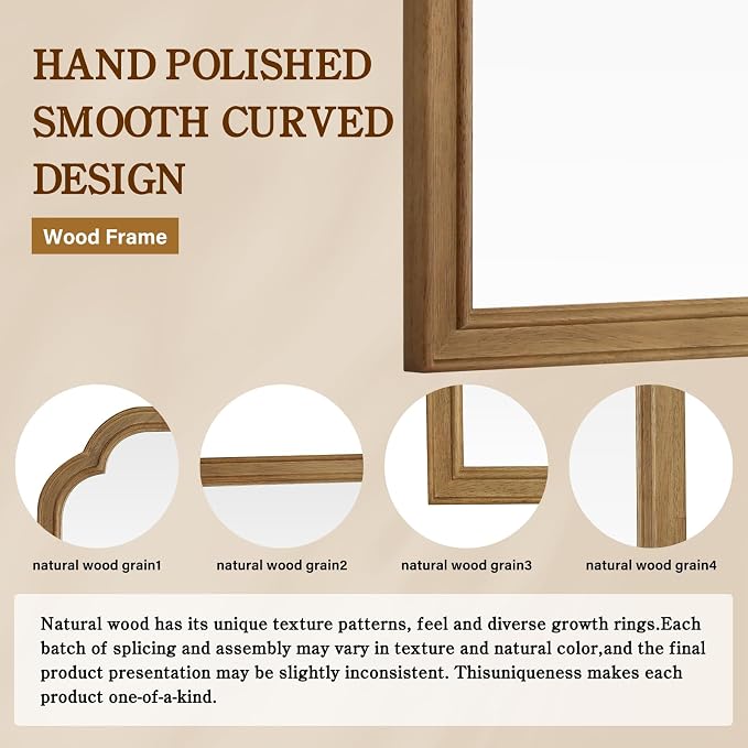 WallBeyond 24" x 36" Natural Wood Mirror for Wall Mounted, Rustic Wood Frame Wall Mirrors Decorative for Living Room or Bathroom Mirror (Natural Color) - Image 7