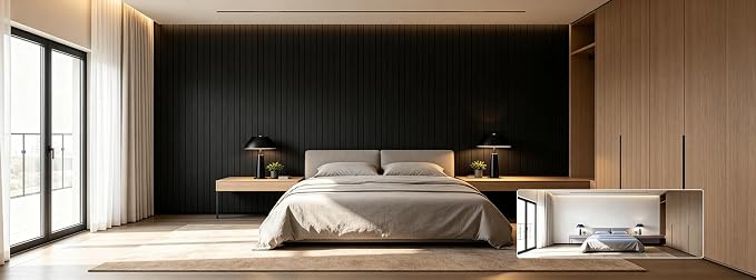 Self-Adhesive PVC Slat Wall Panels, Peel and Stick Wood Panels 118"x15.75", Thick Faux Black Oak Wood Grain Wallpaper Panels 3D Soundproof Wall & Ceiling Panels Decorativos para Pared Y019DS - Image 8