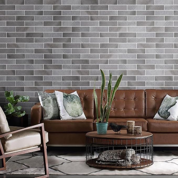 Faux Brick Wall Tile, 3D Thin Brick Veneers (2, Vintage Grey) - Image 2