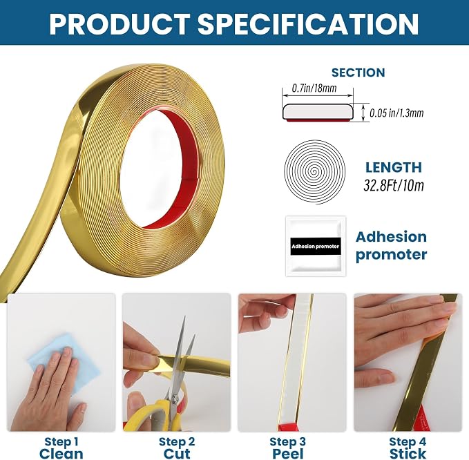 32.8 Ft Peel and Stick Molding Trim, Waterproof Decorative Strip - Image 2