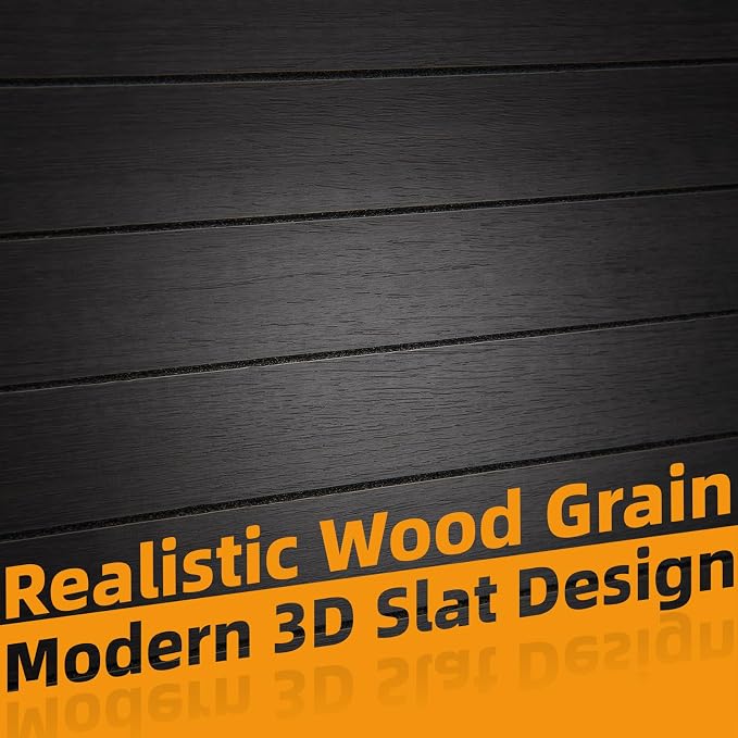 WOWSTAR 6-Pack Peel and Stick PVC Wood Slat Wall Panel，Thickened Wood Grain Wallpaper, 3D Wall Panels, 48" x15.74", Black Wood - Image 7