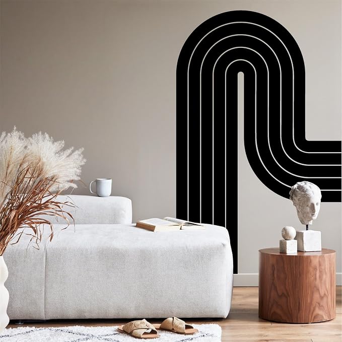 Large Arch Wall Decal Modern Black Vinyl Wall Decor Sticker for Living Room | Geometric stickers, peel and stick, removable, minimalist abstract art murals, self adhesive, for bedroom office home decor - Image 9
