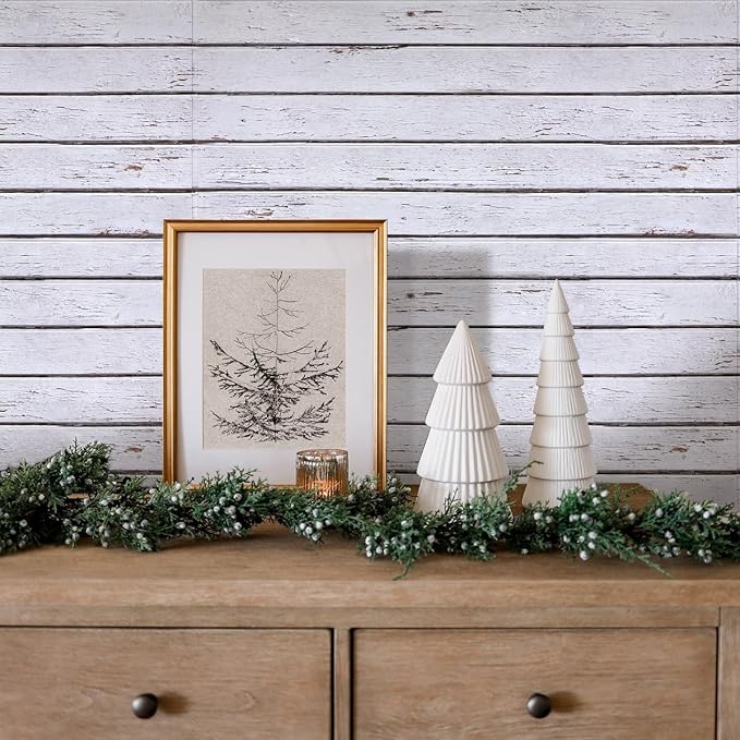 COMSTICKC 3D Faux Wood Wall Sticker Peel and Stick Shiplap for Wall Decor | 12 Pcs 22.8" x 11.8", Not Real Wood, Ultra-Light Thin PVC 3D Fake Wood Decorative Tile Wall Panels Covering,Cover 22.48 sq ft - Image 2