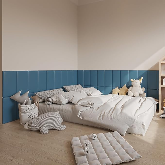 YU LI 3DH 3D Anti-Collision Wall Padding for Kids Self-Adhesive 4PCS Blue headboard Panels for Wall Peel and Stick headboard - Image 3