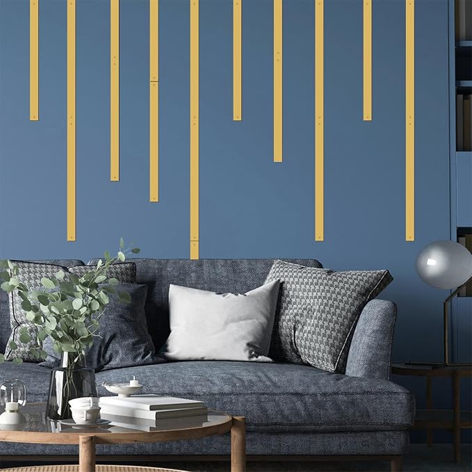Golden Metal Wall Art Modern Striped Walls Decor Minimalist Line Arts Sign | Minimalist line art hanging sign, easy to install, metal plaque decorative, walls sculptures, for bedroom office living room - Image 2