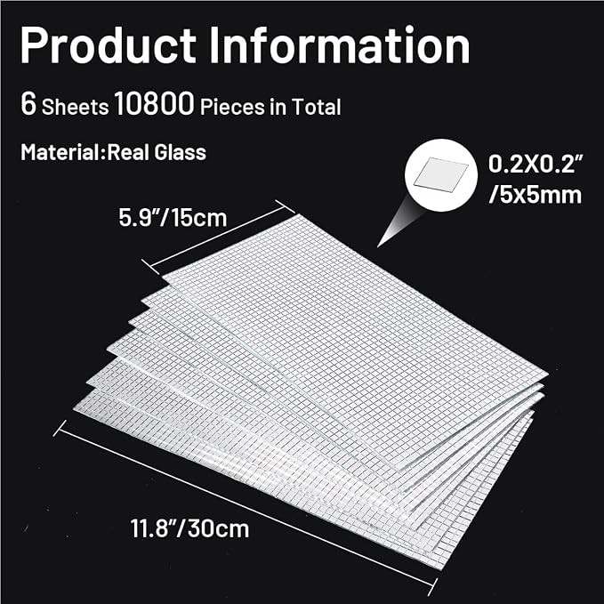 PP OPOUNT 10800 PCS Disco Tiles, 5 x 5 mm Self-Adhesive Glass Mirror Tiles - Image 3