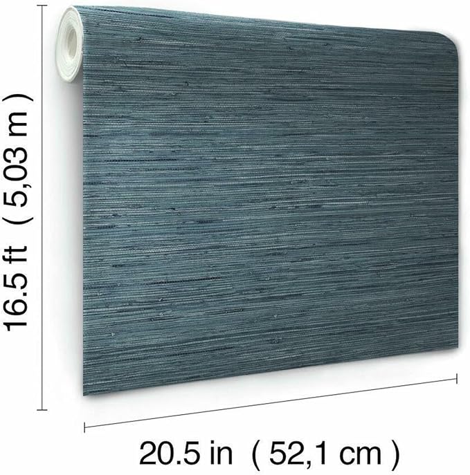 RoomMates RMK11314WP Blue Faux Grasscloth Non-Textured Peel and Stick Wallpaper, 20.5 inches x 16.5 feet - Image 6