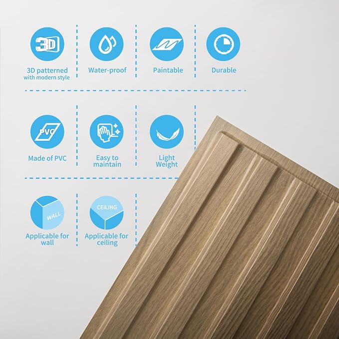 Art3d Fluted Slat 3D Wall Panels, Drop Ceiling Tiles, 6-Pack, Walnut | 24" x 48" , Lightweight, Break-Proof, Compatible with Grid System, Ideal for Home, Commercial Spaces - Image 7