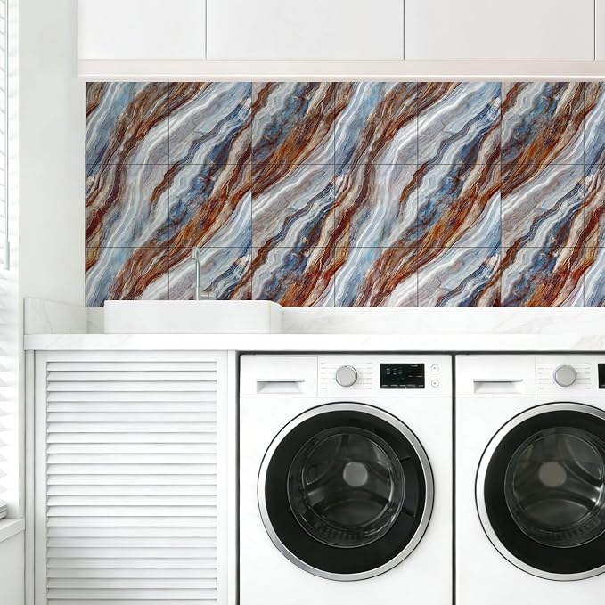 Marble Peel and Stick Backsplash Tile, 11.8" x 11.8" Self-Adhesive Waterproof Wall Panels for Kitchen, Bathroom, Living Room, 30-Pack (Not Real Tile) - Image 3