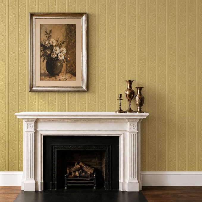 JiffDiff Khaki 3D Embossed Textured Peel Stick Wallpaper 17.3"x400" | Removable Renter Friendly Contact Paper, Waterproof Self Adhesive Wallpaper for Bedroom, Bathroom, Decor - Image 6