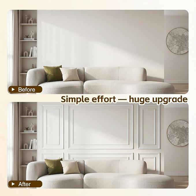 3 Frame Set Peel and Stick Wall Molding Kit,3D Premade Accent Molding, Easy Install Wall Wainscoting & Picture Frame Molding for Living Room, Bedroom, Home Decor(24 x 60in) - Image 5