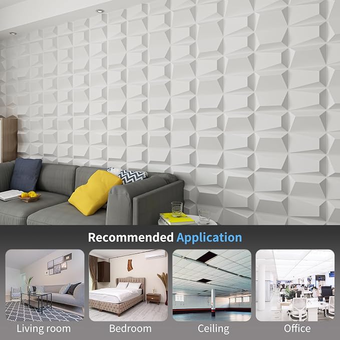 Art3d Decorative 3D Wall Panel, 32 Sq.FT PVC Interior Wall Decor for Living Room, Bedroom, Lobby, Office, Shopping Mall, White - Image 2